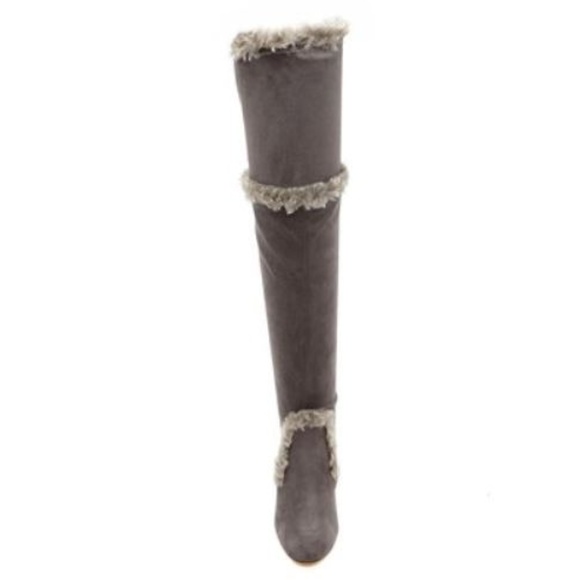 NWT CHARLES DAVID Fur Trimmed OTK Vegan Suede Boot - Picture 3 of 4